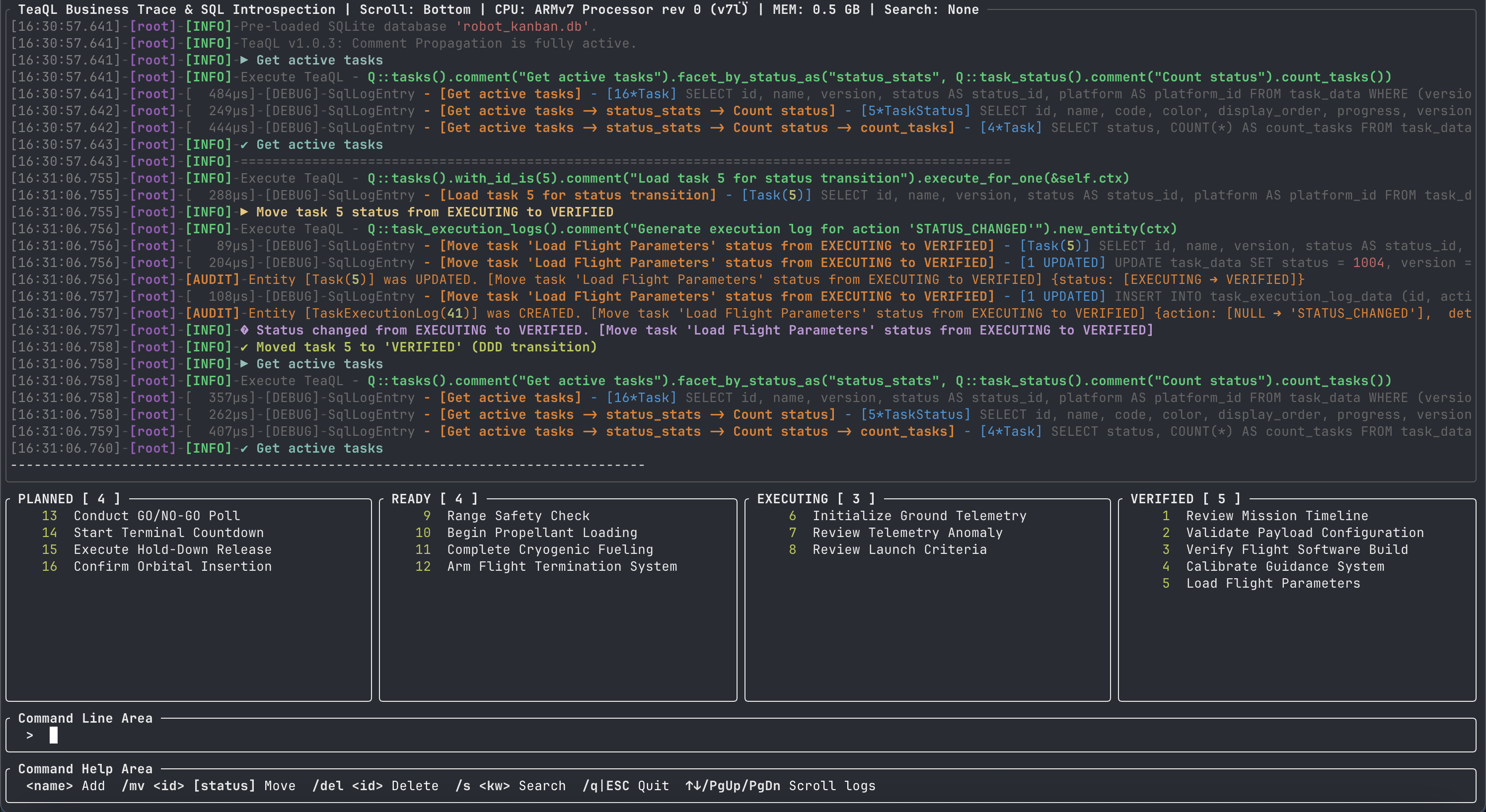 TeaQL task board demo